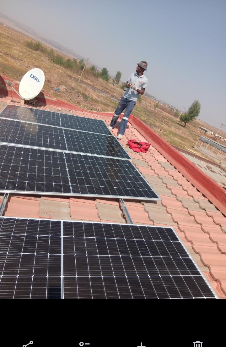 Completed VMJ solar panel installation on a tile roof in Katlehong